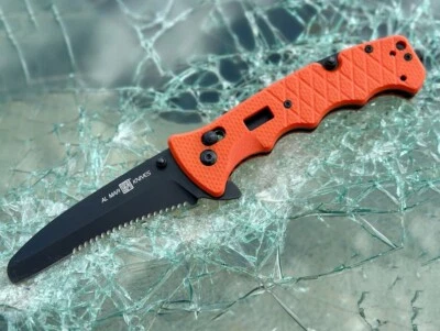 Al Mar Rescue Assisted Folding Knife 3.5" D2 Tool Steel Blade Orange G10 Handle - Image 1 of 4