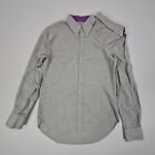 20471120 Mens Shirt Grey Medium Vintage Double Collar Long Sleeve Button Up