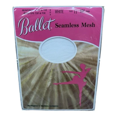 Vtg Ballet by Burlington Seamless Mesh White Stockings Reinforced Heel Toe 11 - Image 1 of 2