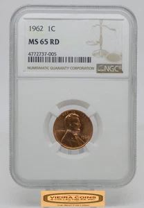 1962 Lincoln Memorial Cent, NGC MS 65 RD - #B52364 - Picture 1 of 2