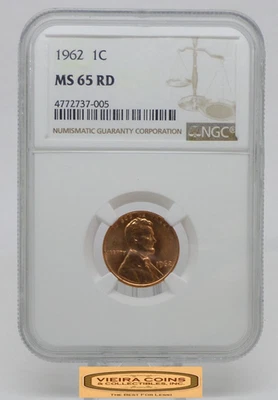 1962 Lincoln Memorial Cent, NGC MS 65 RD - #B52364 - Image 1 of 2