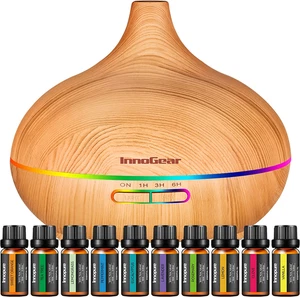 Difusor de aromaterapia y juego de 10 aceites esenciales, difusor difusor ultrasónico de 400 ml - Imagen 1 de 12