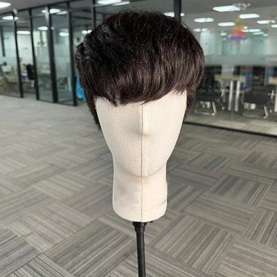 Side Fringe Hairstyle Male Wigs Human Hair Full Lace Wigs For Men Short Bob Cut - Image 1 of 4