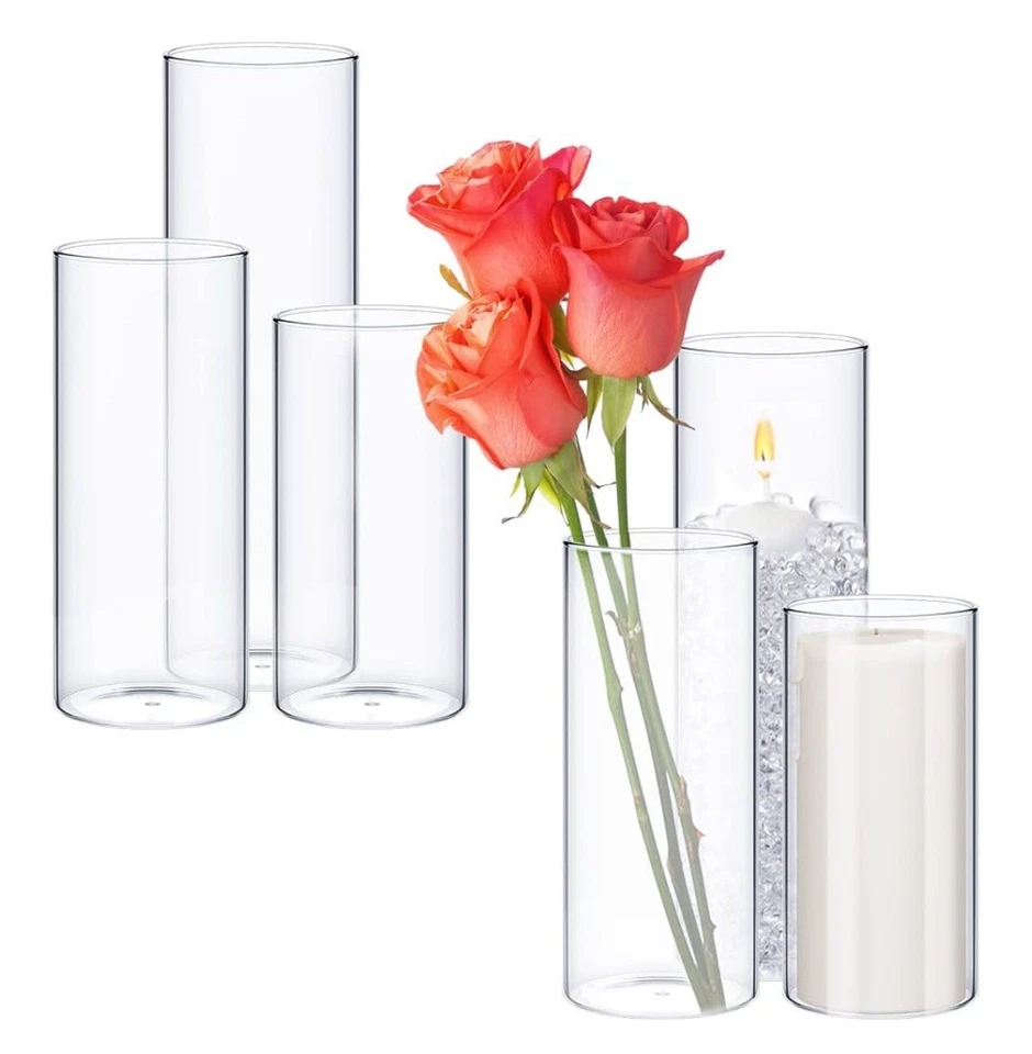 12pcs Clear Glass Cylinder Vases, 4, 6, 8, 10 Inch Tall Cylinder Vases for Ce... - Image 1 of 1