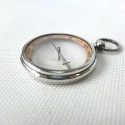 1912 Sterling SILVER BARKER POCKET COMPASS Magnifying Glass Lens Hallmark London - Image 1 of 4