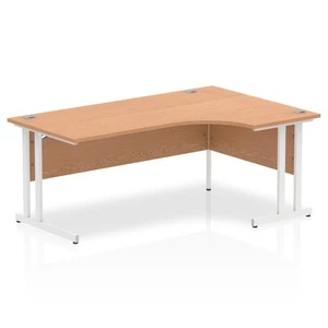 Impulse 1800Mm Right Crescent Desk Oak Top White Cantilever Leg MI002847 - Afbeelding 1 van 1