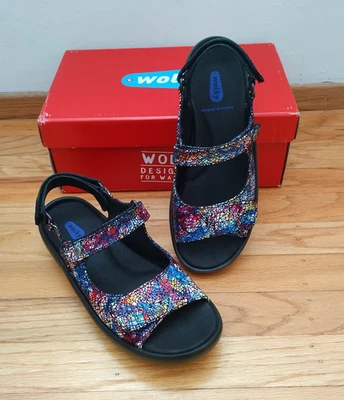 Wolky Rio Crash Suede Multi-Black Colors Slingback Sandals EU 39 US 7.5 - 8 Nice - Image 1 of 4