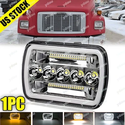 For Freightliner FL50 FL60 FL70 FL80 MT35 MT45 7x6'' 5x7 LED Headlight DRL Hi-Lo - Image 1 of 4