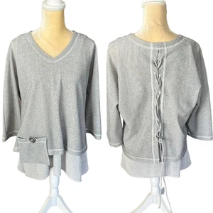 IC by Connie K grau Art to Wear kastige Tunika Top Lagenlook Gr. Medium - Bild 1 von 11