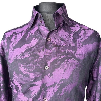 HAWES & CURTIS Shirt Mens LARGE (44-45") Long Sleeve Purple Patterned - Image 1 of 4