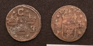 *Sweden 1/4 Ole Copper Coin 1656 [E3554]7h0 - Picture 1 of 1