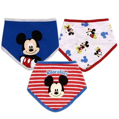 Paquete de 3 baberos bandana Disney Baby Mickey & Minnie - Elige estilo - Lindo bebé de algodón Foto 1 de 3