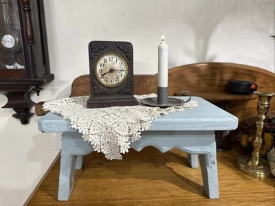 VTG Painted French Country Blue Primitive Wood Foot Step Stool Farmhouse Cottage - Image 1 of 4