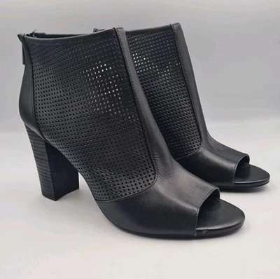 Botines WITTNER de cuero negro con tacón punta abierta talla 42/10 Foto 1 de 4