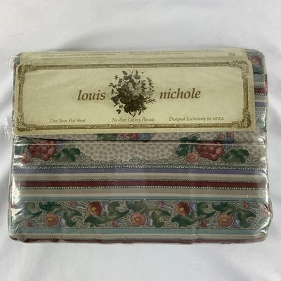 Louis Nichole Twin Flat Sheet Pompadour Floral UTICA VTG Victorian NEW Sealed - Image 1 of 4