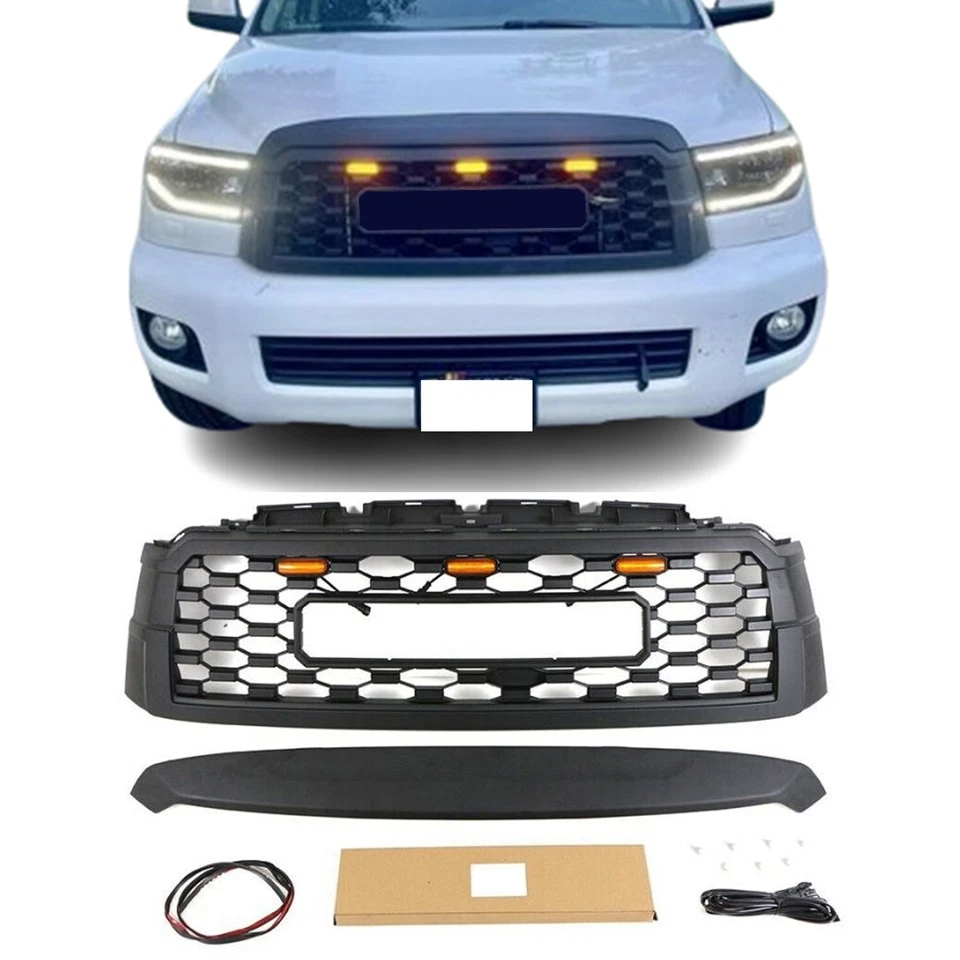 TRD Pro Style Grille for 2010-2021 Toyota Sequoia Matte Black Grill with LEDs - Image 1 of 4