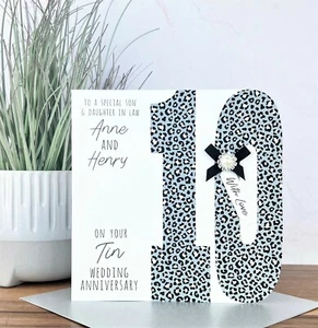 Personalised Handmade Tin/10th Wedding Anniversary Card, Friends, Daughter, Son - Picture 1 of 2