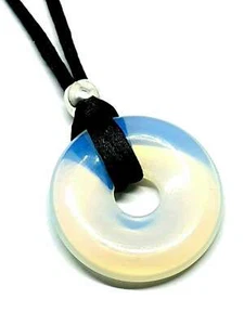 Opalite Donut Necklace Pendant Sea Opal 30mm Argonon Gemstone Chakra Jewellery - Picture 1 of 13