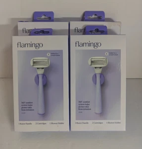 Flamingo Damen Rasierhobel mit 5 Klingen 4 Griffen & Halter 8 Patronen - Bild 1 von 4