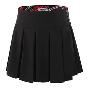 Girls School Uniform Skirt Kids Adjustable Waist Stretchy Skort Black 7 - Picture 1 of 9