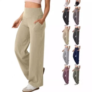 Womens Casual High Waist Stretch Pants Ladies Fashion Pockets Trousers Plus Size - Picture 1 of 19