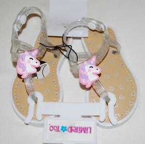 NWOB Limited Too Little Girls Clear Sparkle Unicorn Jelly Sandals sz 7-8 - Picture 1 of 8