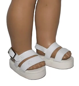Weiße Plateau-Sandalen passen 18 Zoll American Girl Größe Puppe - Bild 1 von 3