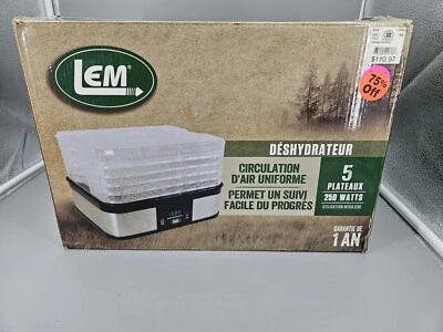 LEM Products 1378 Plastic 250W 5-Trays Silver/Black 3.5 sq. ft. Food Dehydrator - Image 1 of 4