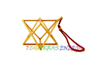 crystal singing merkaba with string and mallet 10" golden color - Picture 1 of 5