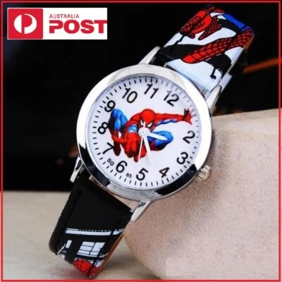 Spiderman Watch New Boys Black Quartz Cartoon Kids Watches Attractive School Boy - image 1 of 4