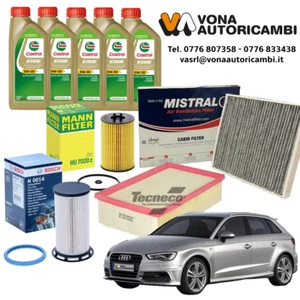 KIT TAGLIANDO AUDI A3 1.6-2.0 Filtro Aria, Abitacolo, Olio, Carburante + 5L Olio - Picture 1 of 9