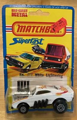 Matchbox Lesney Superfast No. III White Lightning, white, sealed on blister card - Image 1 of 4