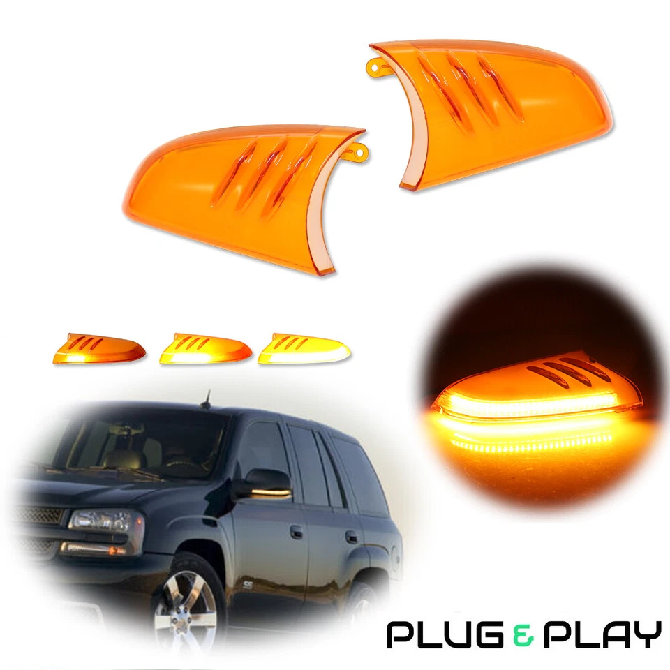 Juego de luces LED de espejo retrovisor lateral con lente ámbar conductor pasajero diestro derecho derecho para 02-09 Chevy GMC Foto 1 de 4