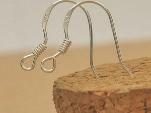 Pendientes de anzuelos de pescado recubiertos de plata 925 accesorios para hacer hallazgos - Imagen 1 de 24