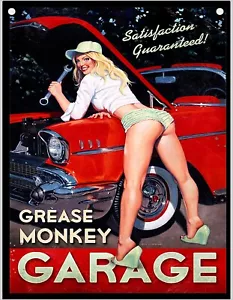 Vintage Man Mancave Garage Girl/Woman, 15x20 cm Metal Sign, Indoor or Outdoor - Picture 1 of 1