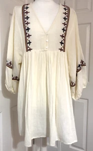 ZARA SHORT DRESS WITH CONTRAST EMBROIDERY ~ M ~ Ecru | 5770/042 - Picture 1 of 16