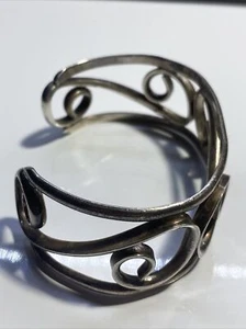 Vintage 925 Mexiko Sterlingsilber Welle Armreif Armband 1,4 Oz - Bild 1 von 12