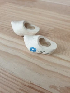 Pair Miniature Souvenir Wooden Shoes-Holland-Port of Rotterdam- 4cm - Bild 1 von 3