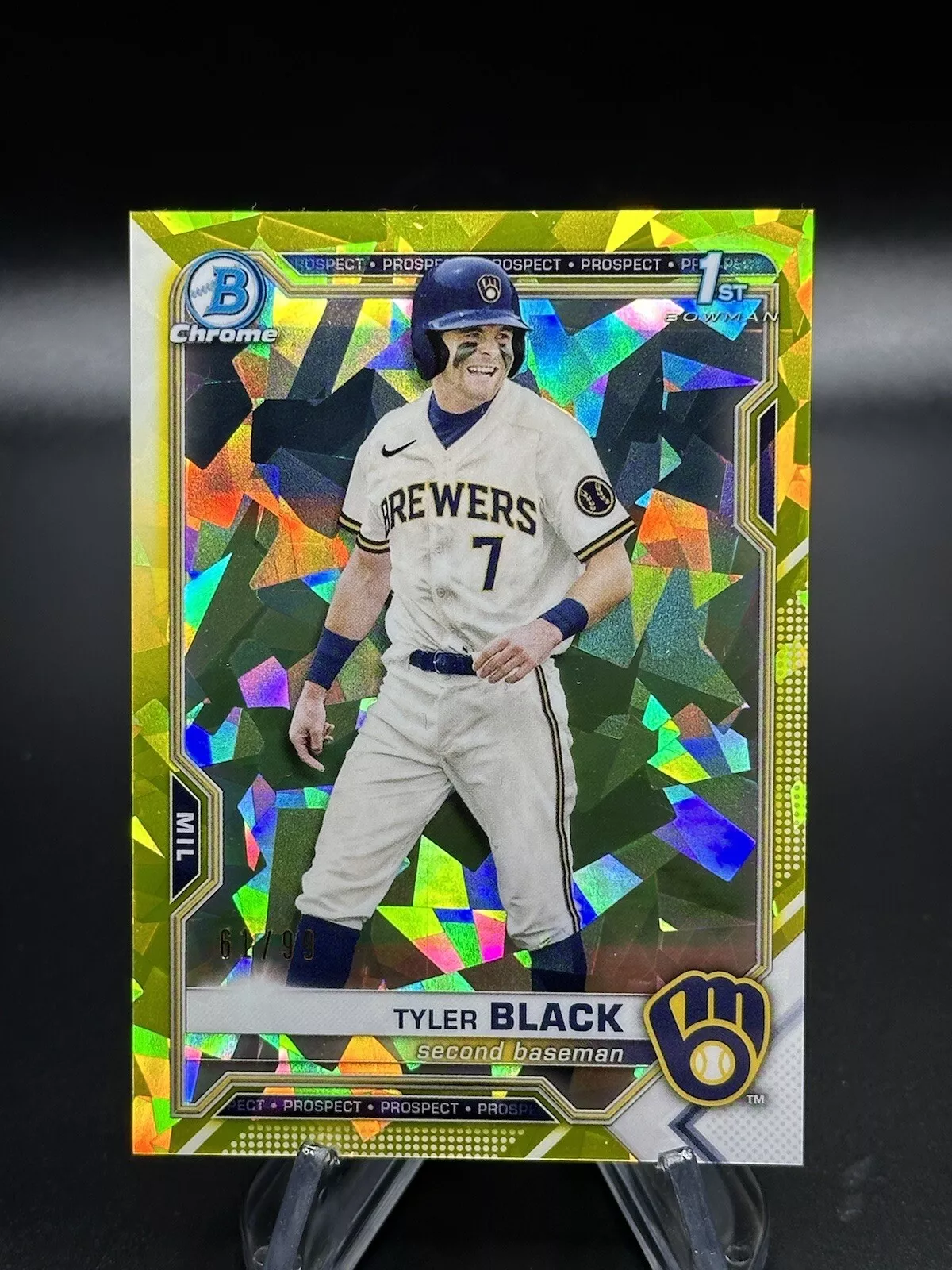 Tyler Black 2021 1st Bowman Draft Sapphire Yellow /99 Milwaukee Brewers