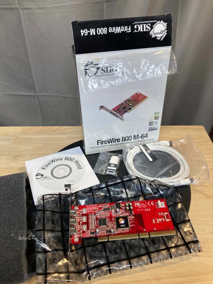 SIIG DP FireWire 800 M-64 PCIe Card Adapter In Box With Firmware & Cables - Image 1 of 4