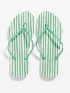 NEW Old Navy Plant-Based Flip Flops Thong Sandals Mint Green Stripe Women 7 8 9 - Picture 1 of 2