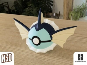 #134 Aquana Pokeball im Maßstab 1:1, 3D Druck, Pokemon, Gaming, Vaporeon - Picture 1 of 1