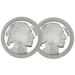 Lot of 2 - 1 Troy oz Buffalo Stackable .999 Fine Round - Picture 1 of 3
