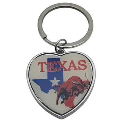 心德州公牛钥匙扣纪念品钥匙圈德克萨斯州地图孤星州礼物 — 第 1/4 张图片