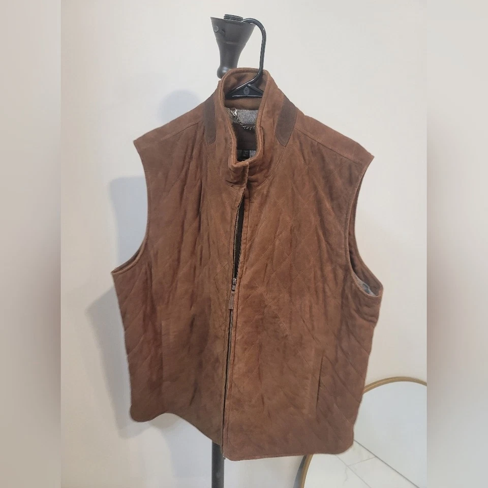 Chaleco Oso Dorado Diamante Acolchado Gamuza Brandy Tweed XL Foto 1 de 4