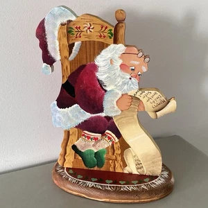 Vintage Volkskunst Weihnachtsmann stehend geschnitzt Holz handbemalt frech schöne Liste - Bild 1 von 11