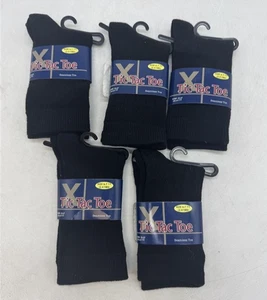 Tic Tac Toe Dress Crew Socks Cotton Seamless Toe Black 6-7.5 (2-4 Years) 5-Pack - Picture 1 of 3