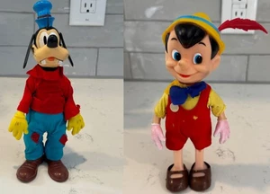 Vintage Walt Disney Productions Dakin Goofy und Pinocchio Puppe Kombination - Bild 1 von 12