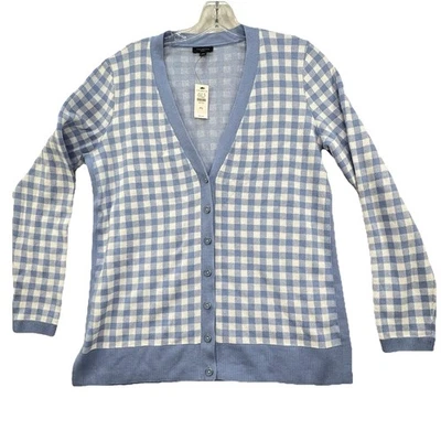 New $99 Talbots Girlfriend Cardigan Women’s PS Small Petite Gingham Preppy - Image 1 of 4