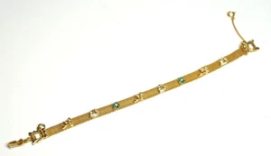 VTG Unsigned Goldette Victorian Revival Flowers/Hearts Rhinestone Mesh Bracelet - Picture 1 of 7